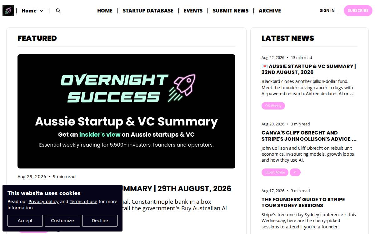 Overnight Success website preview