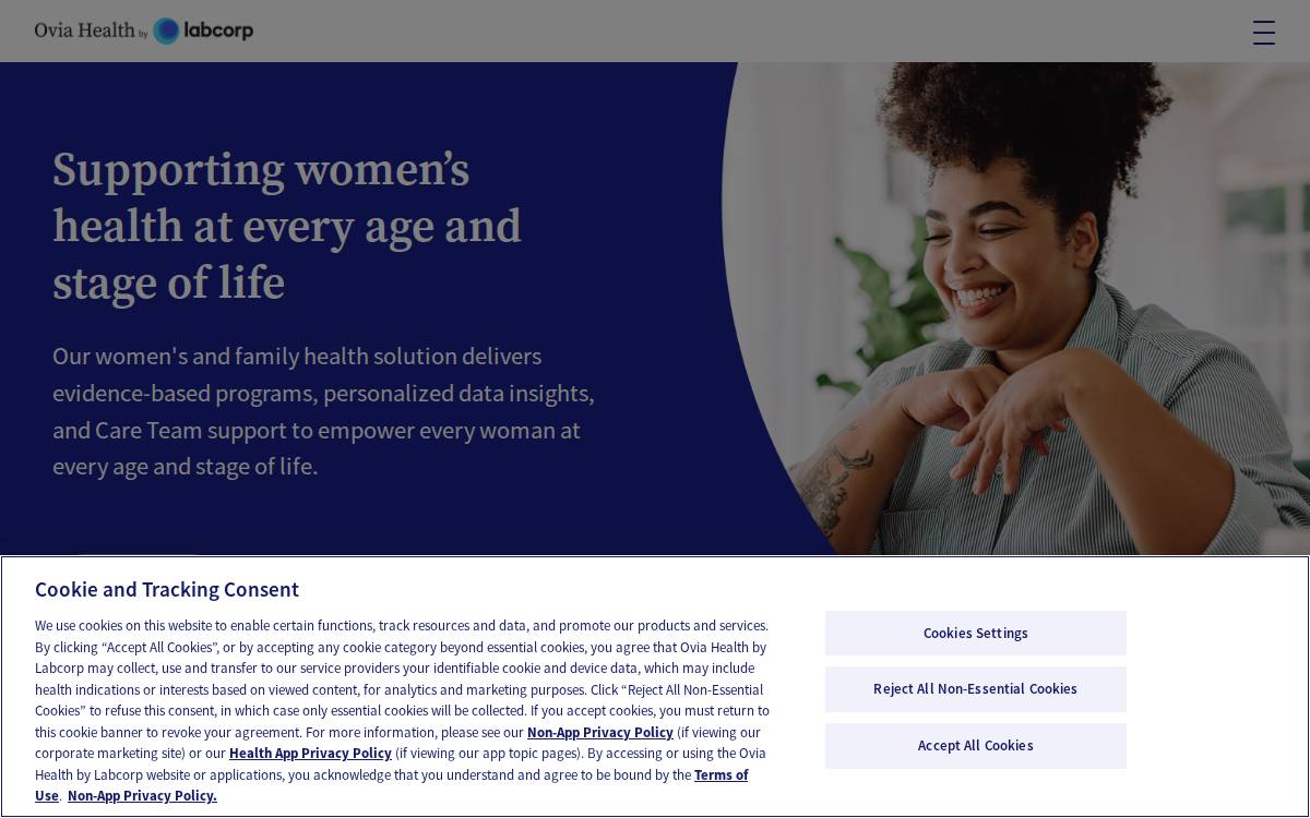 Ovia Health website preview
