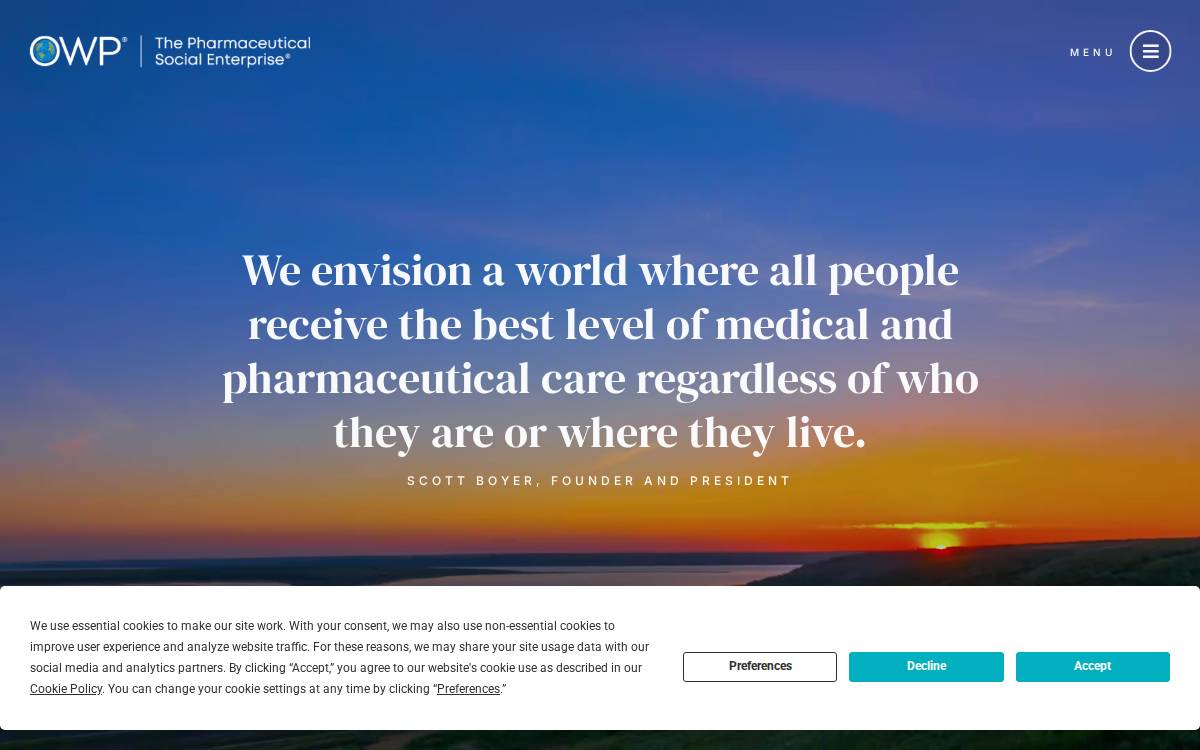 OWP Pharmaceuticals website preview