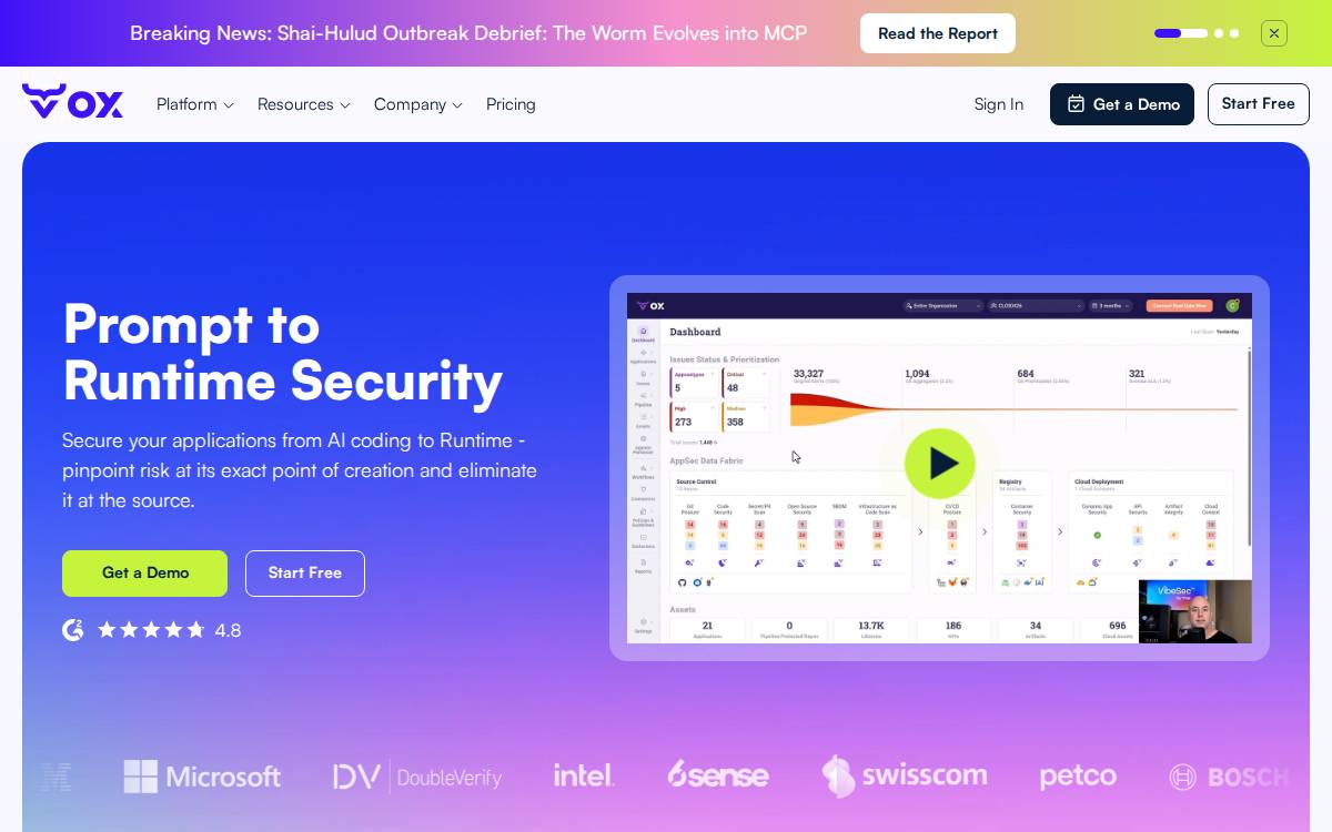 OX Security website preview