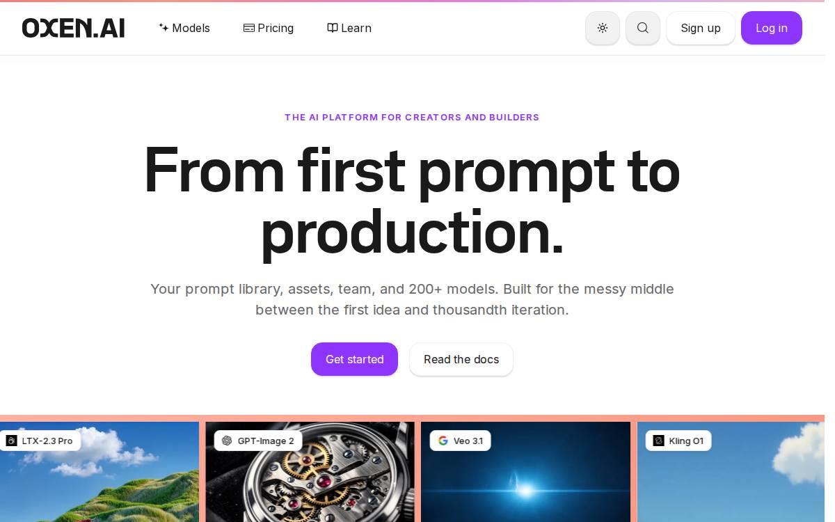 Oxen AI website preview