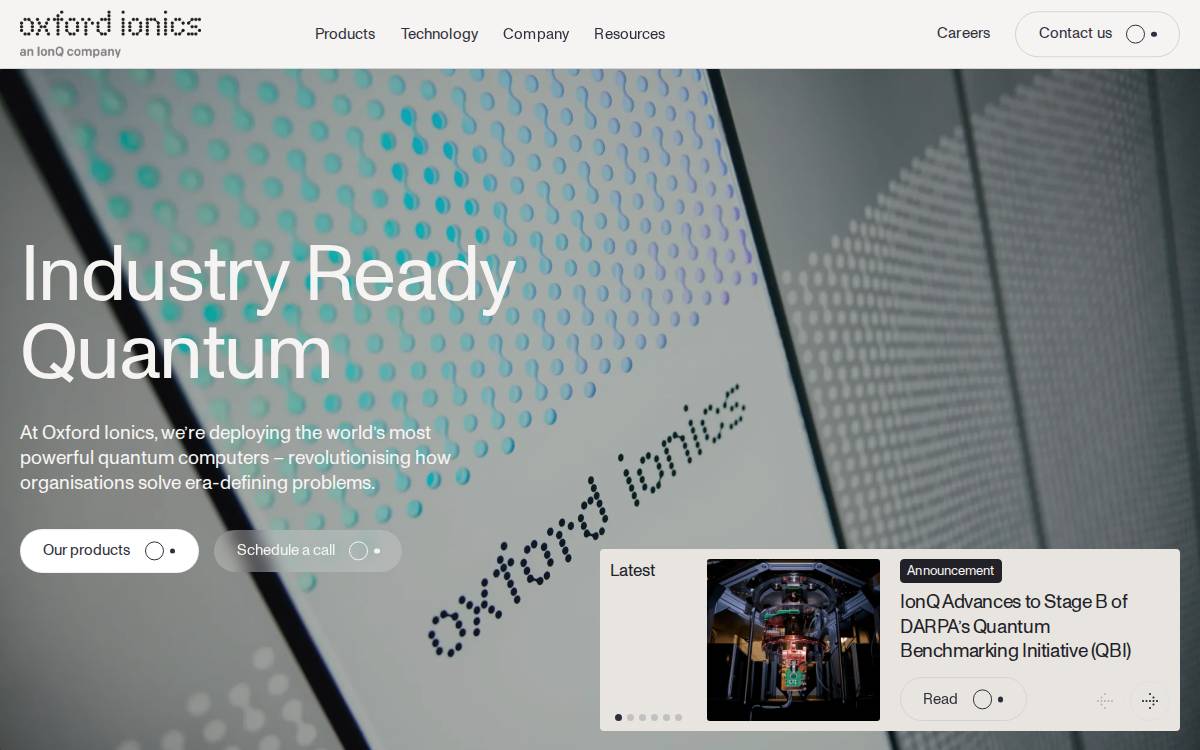 Oxford Ionics website preview