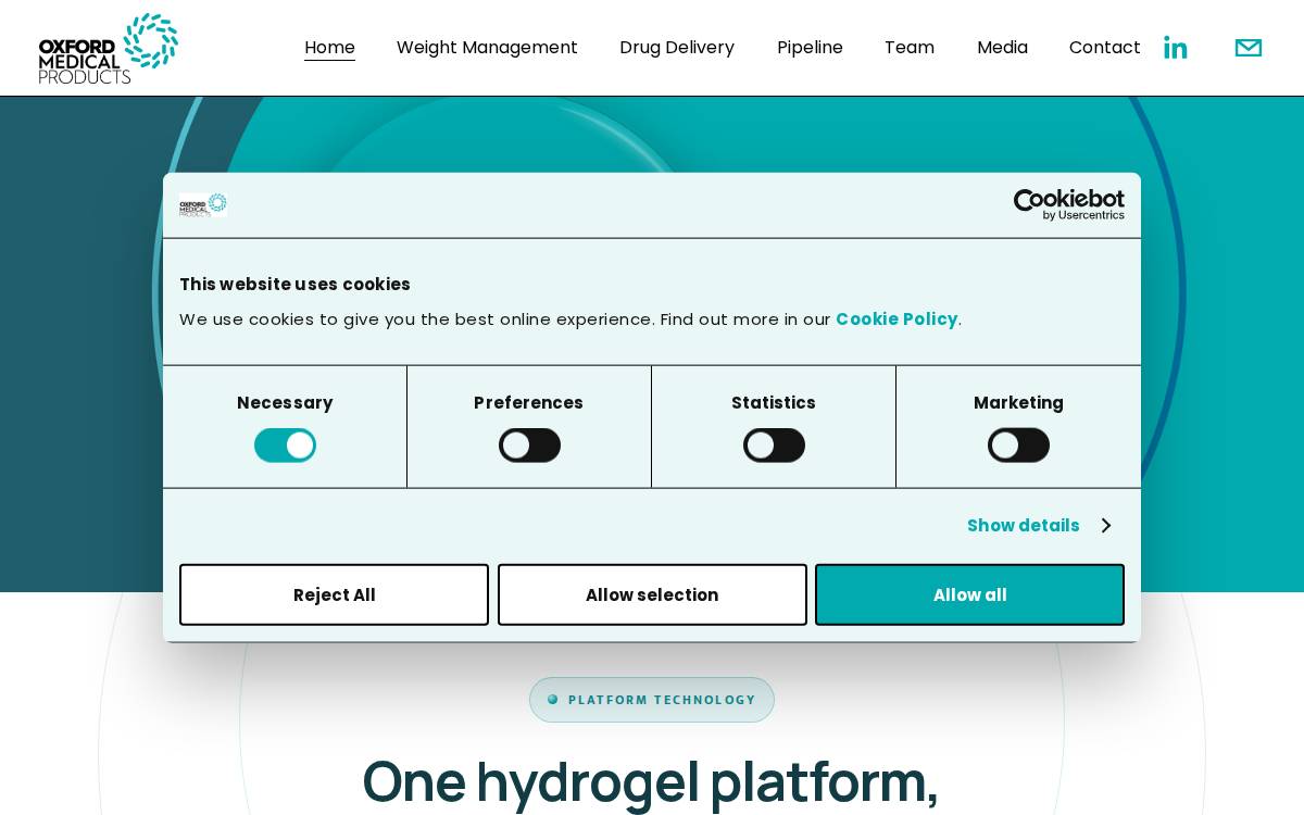 Oxford Medical Products website preview