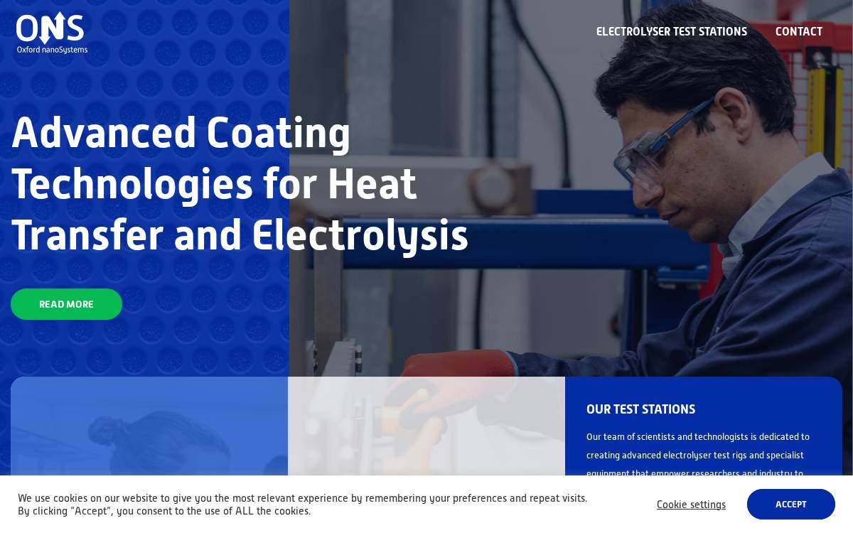 Oxford nanoSystems website preview
