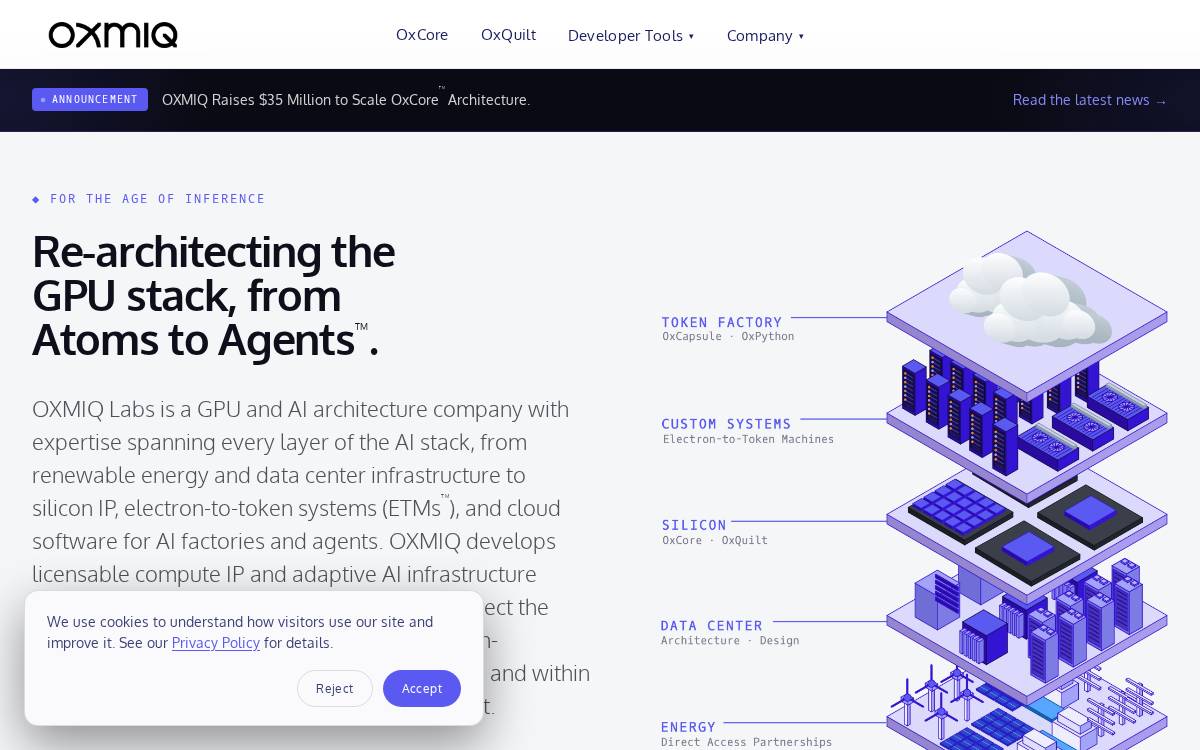 OXMIQ website preview