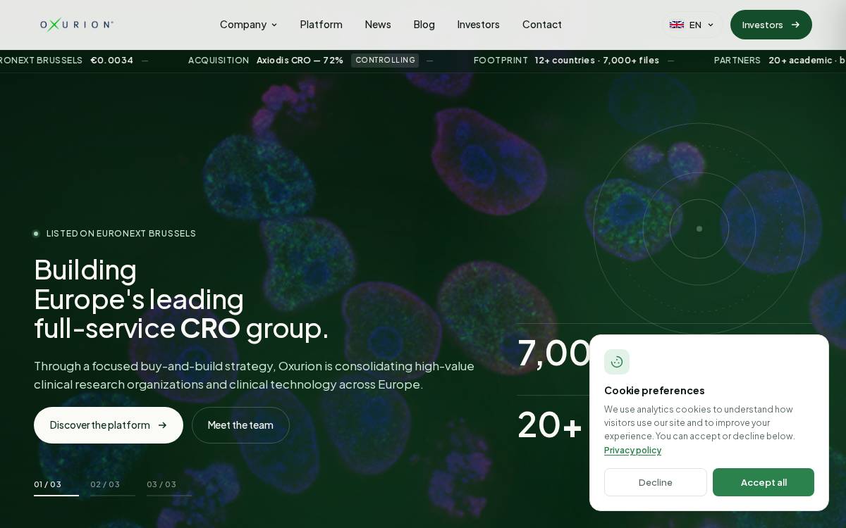 Oxurion website preview