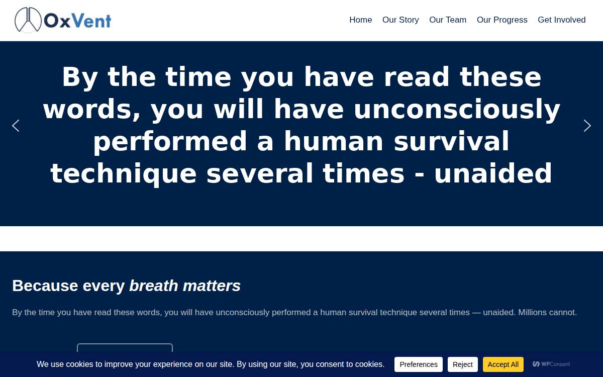 Oxvent website preview