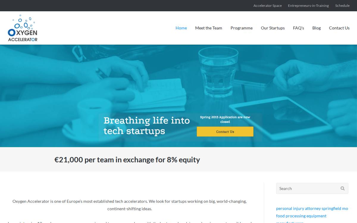 Oxygen Accelerator website preview