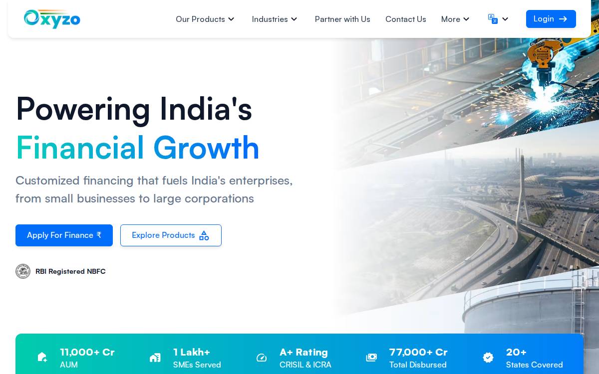 Oxyzo website preview