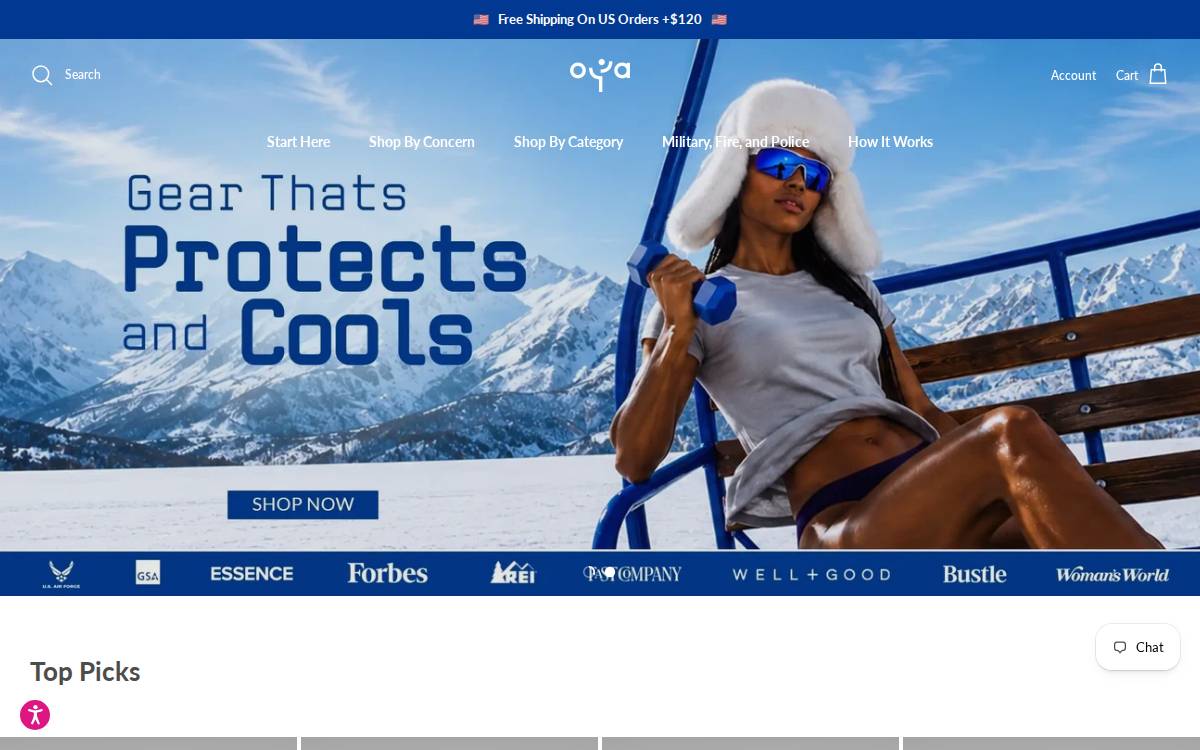 OYA Femtech Apparel website preview