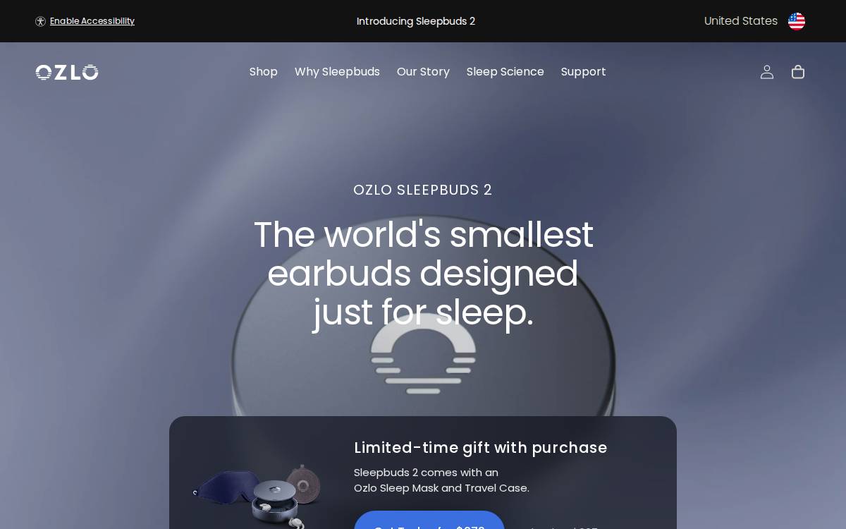 Ozlo Sleep website preview