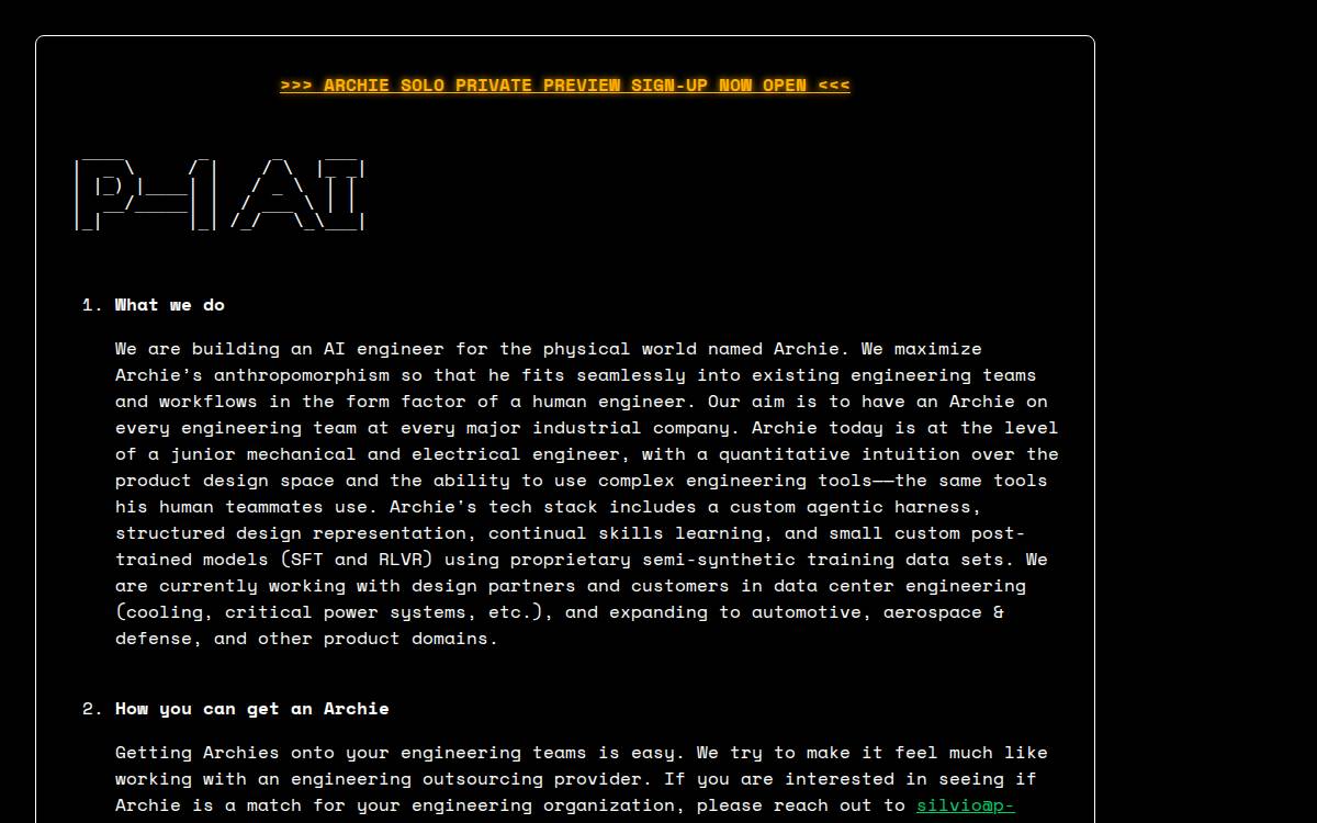P-1 AI website preview