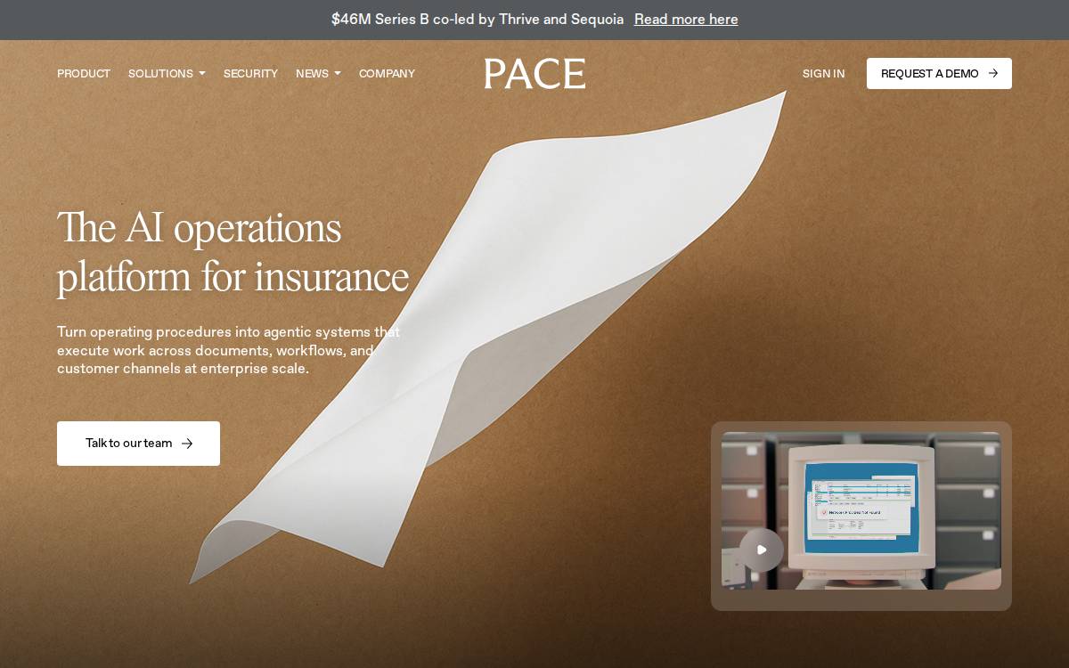 Pace website preview