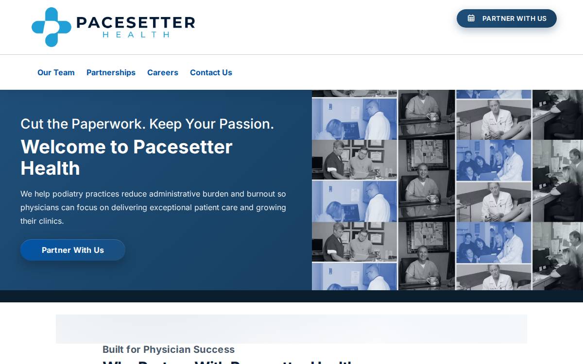 Pacesetter Health website preview
