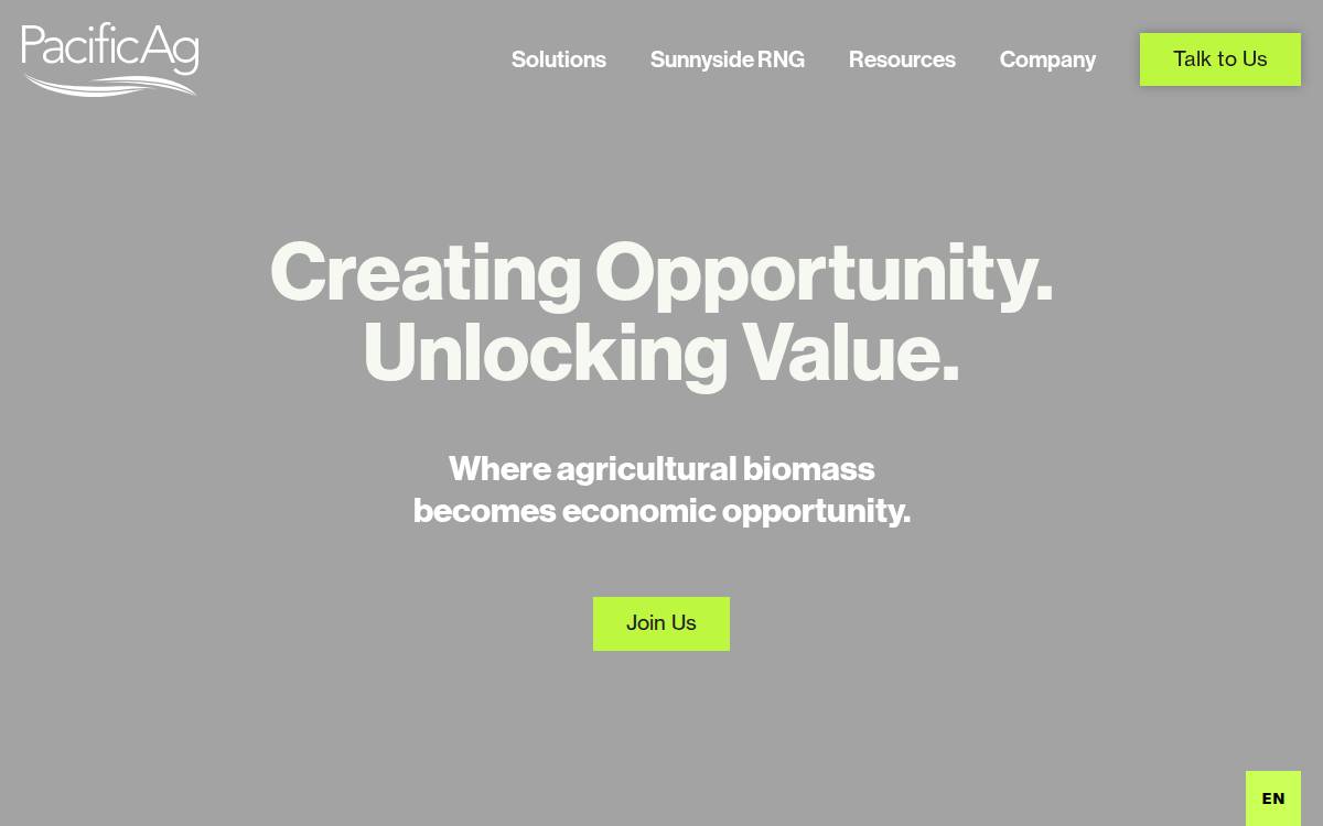 Pacific Ag website preview