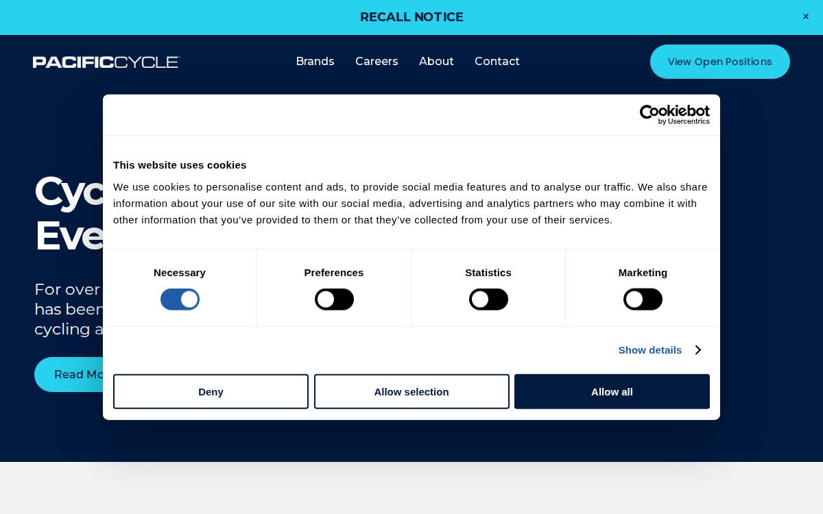 Pacific Cycle website preview