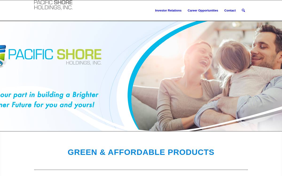 Pacific Shore Holdings website preview