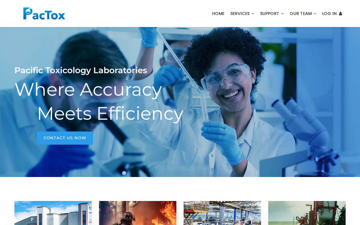 Pacific Toxicology Laboratories website preview