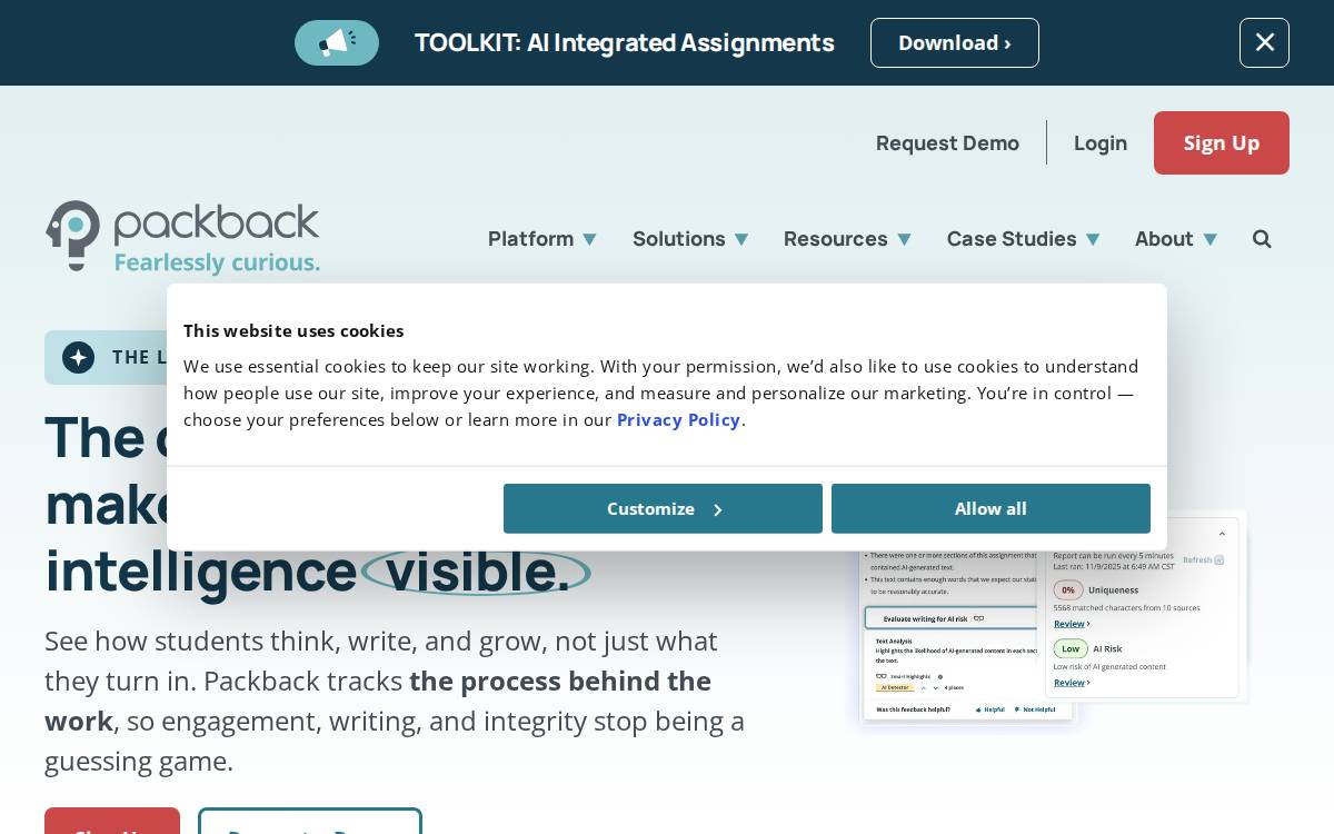 Packback Books website preview