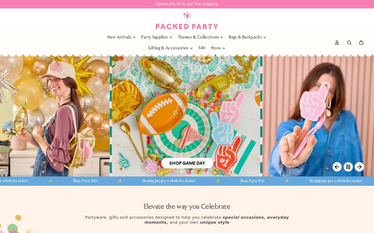 Packed Party website preview