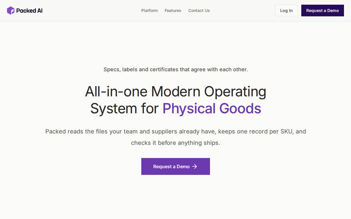 Packedai website preview