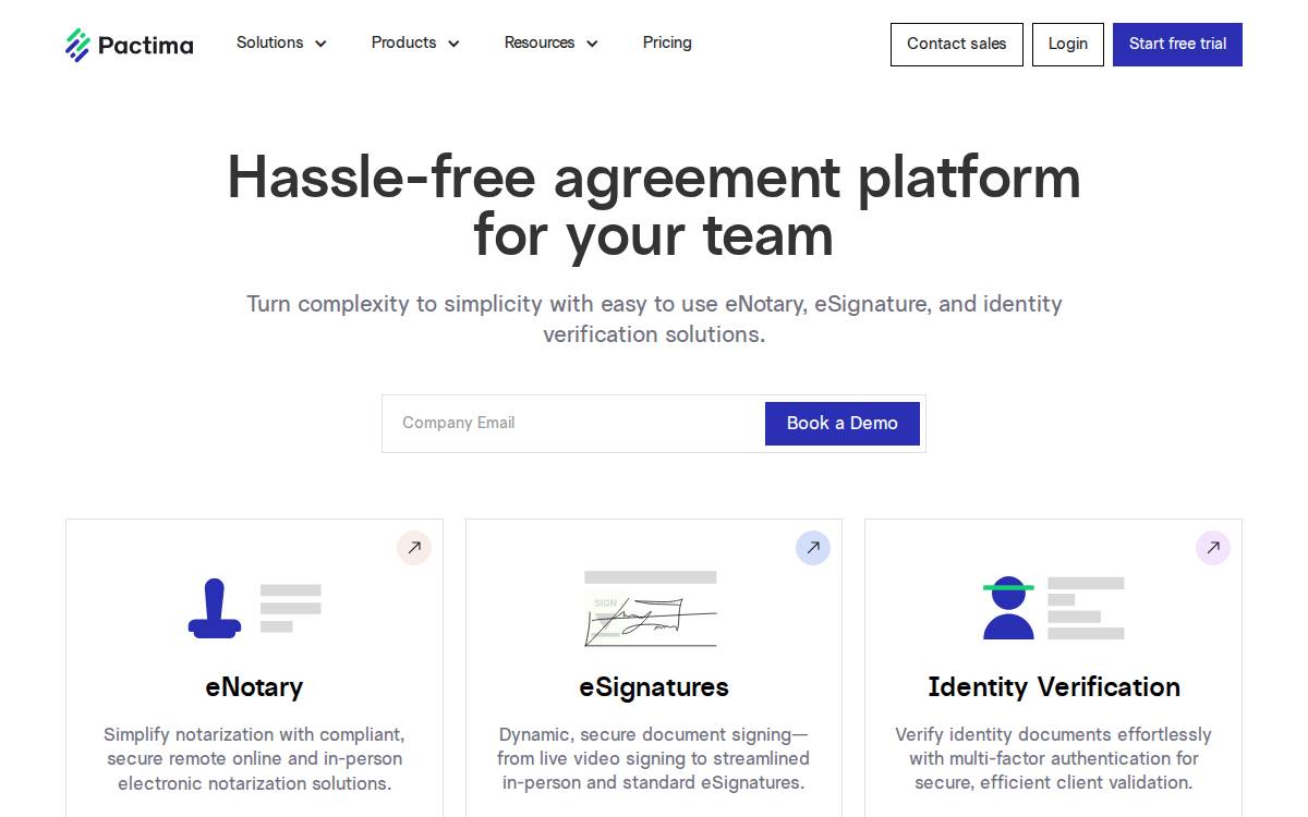 Pactima website preview