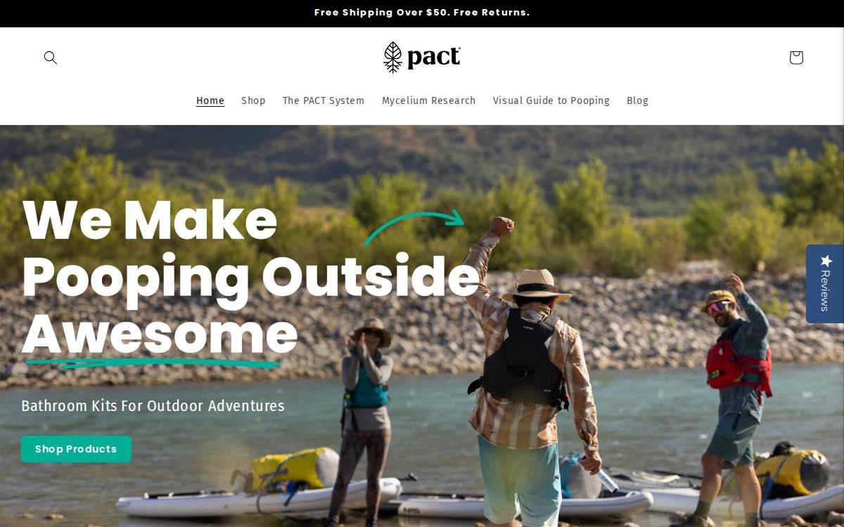 PACT Outdoors website preview