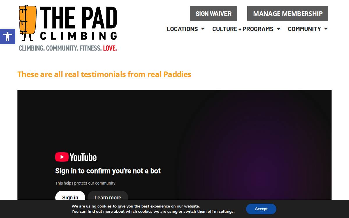 Pad Climbing website preview