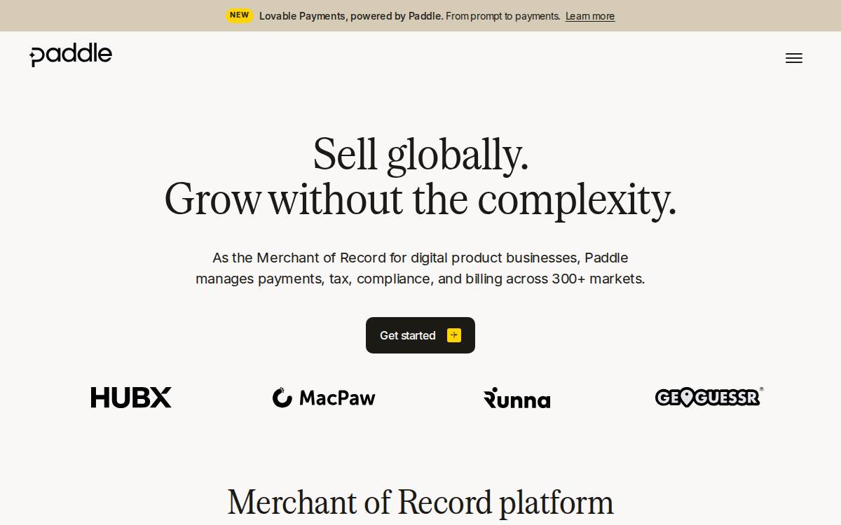 Paddle website preview