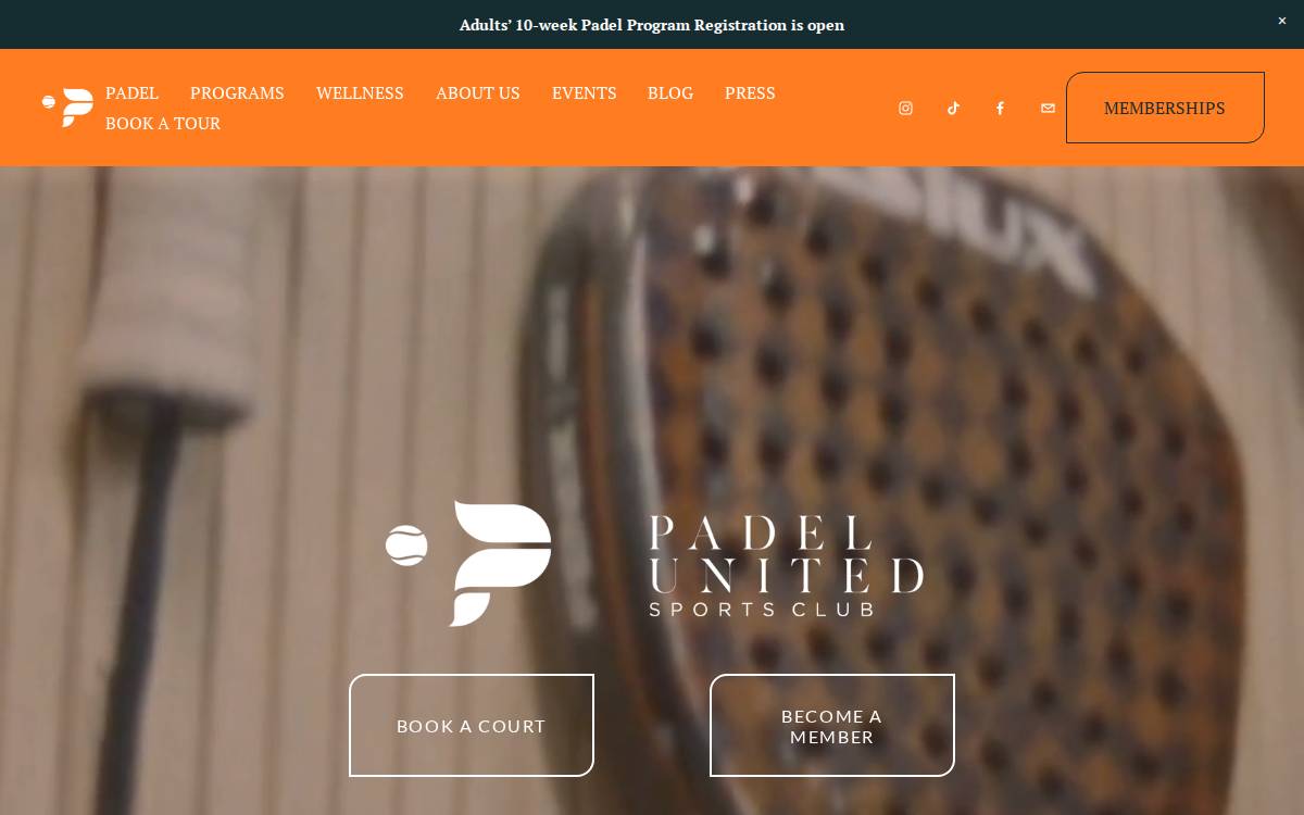 Padel United Sports Club website preview