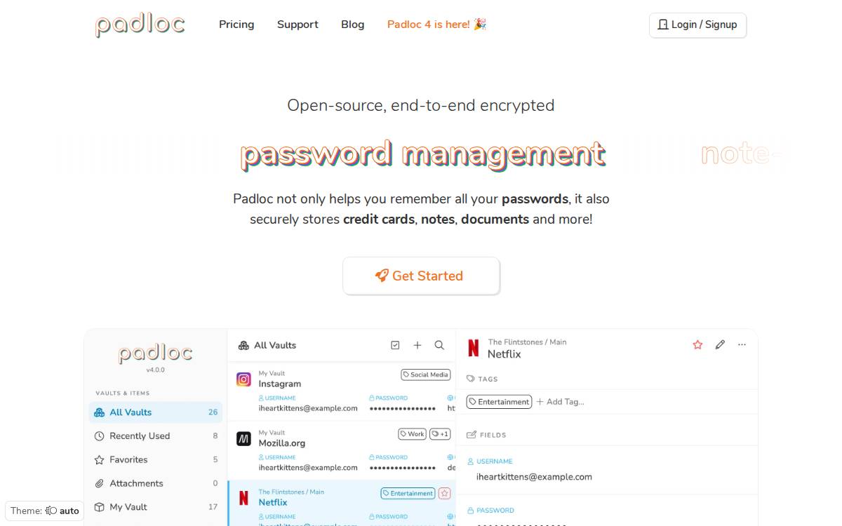 Padloc website preview