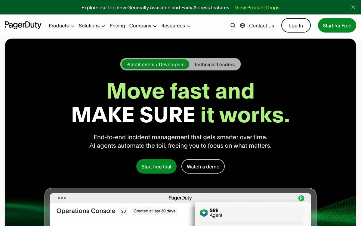 Pager Duty website preview
