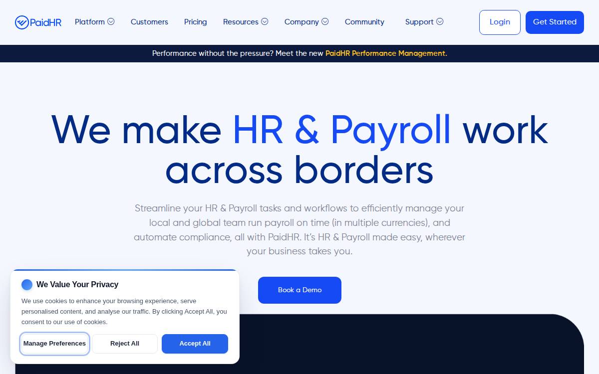 PaidHR website preview