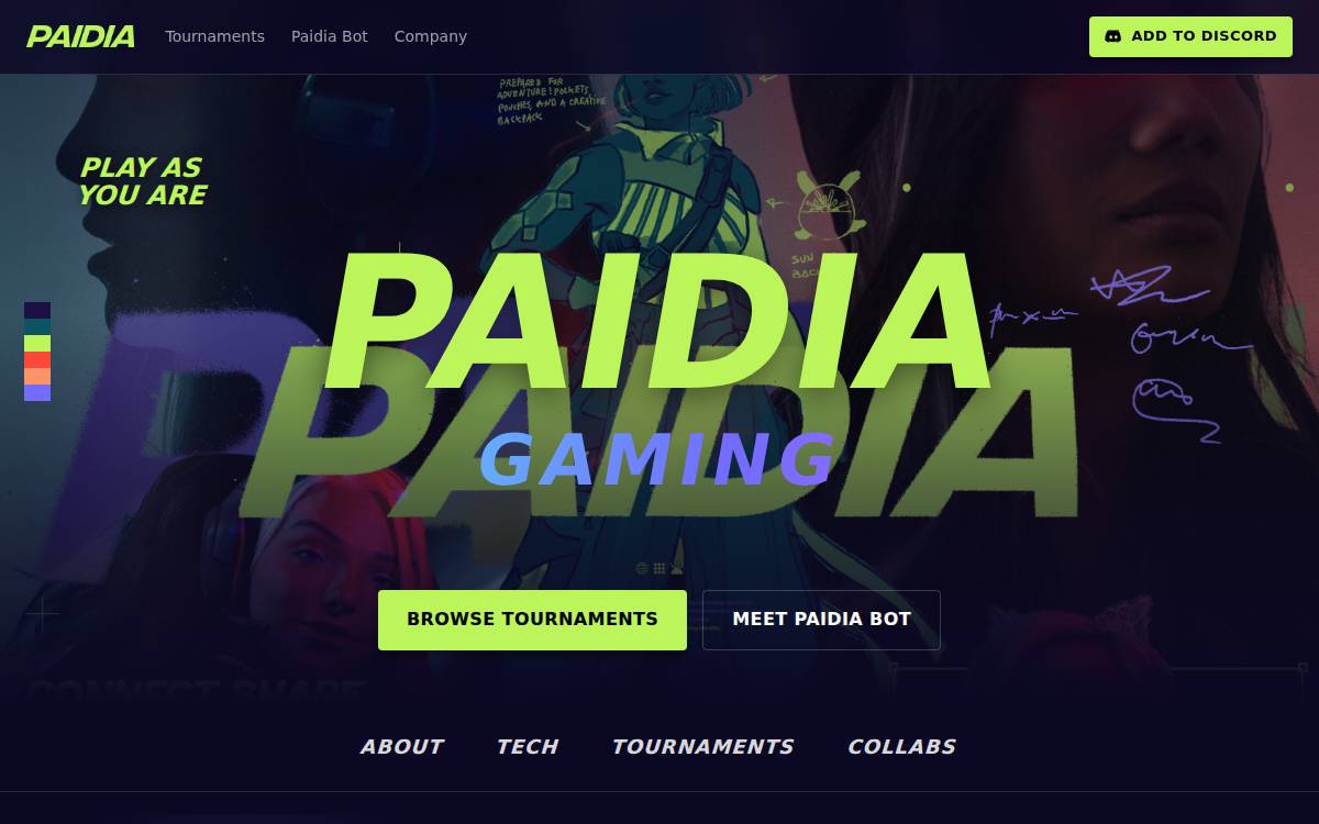 Paidia Gaming website preview
