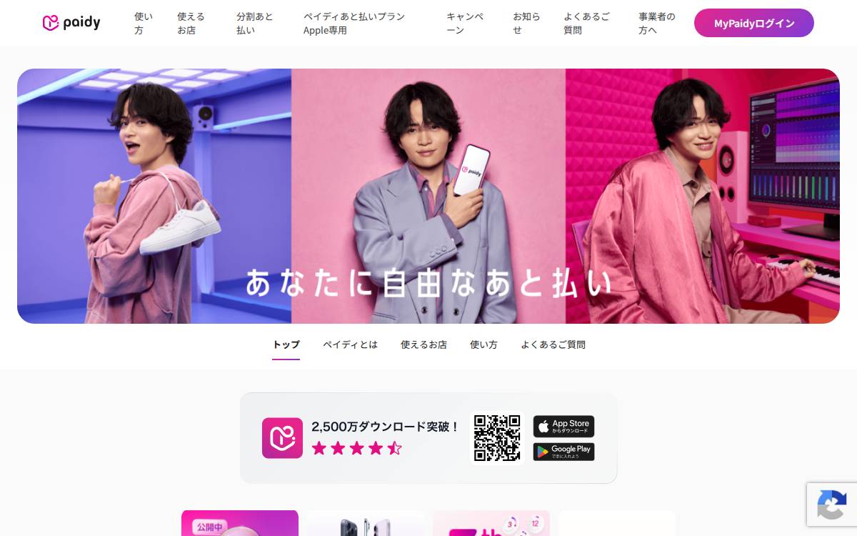 Paidy website preview