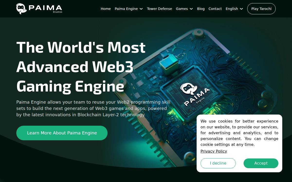 Paima Studio website preview