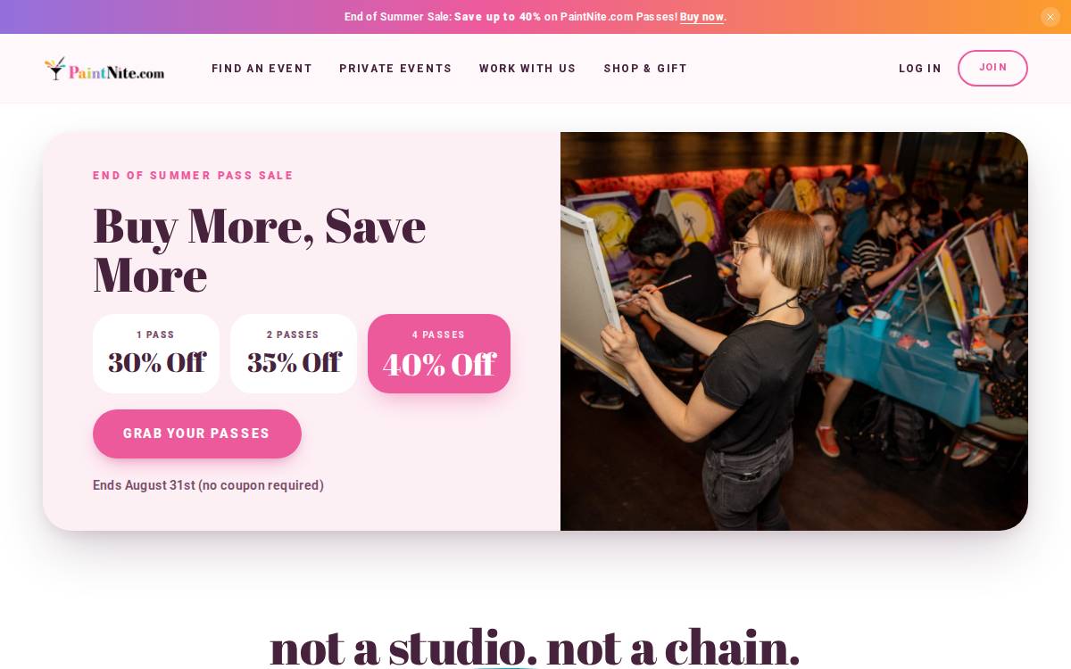 Paint Nite website preview
