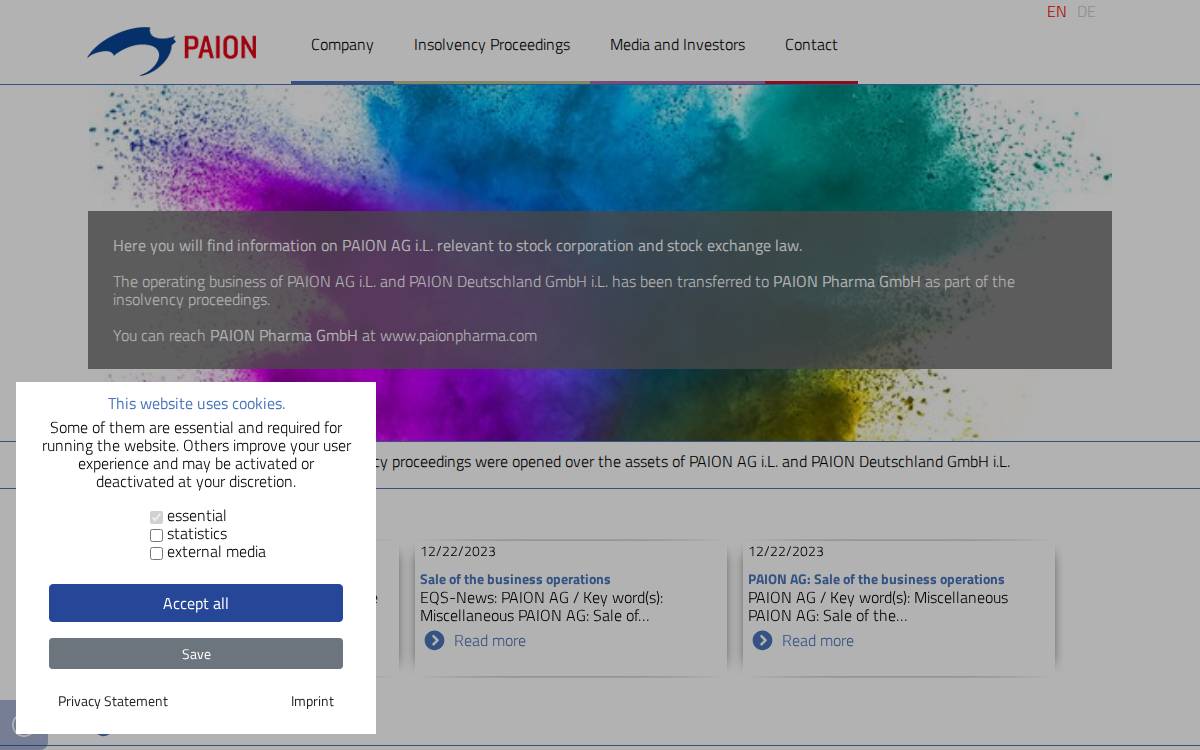 Paion website preview