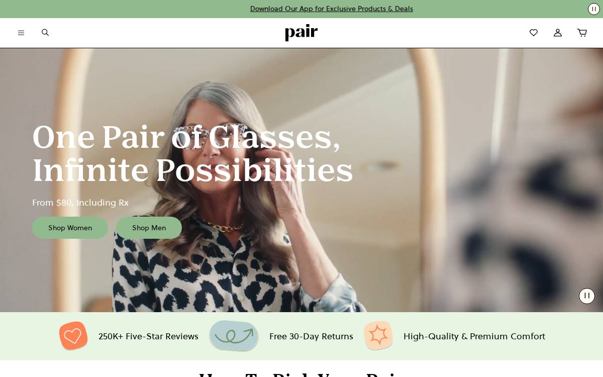 Pair Eyewear website preview