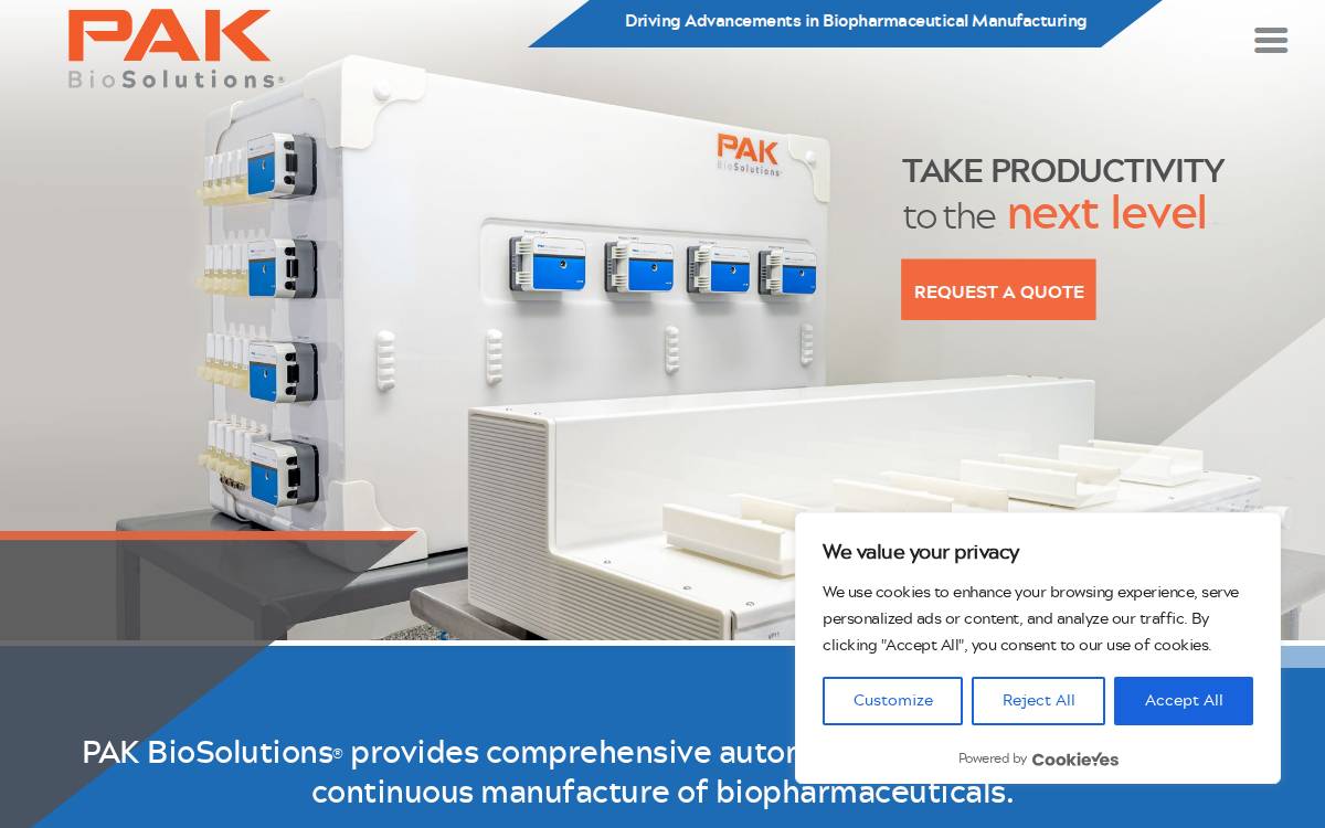 PAK BioSolutions website preview