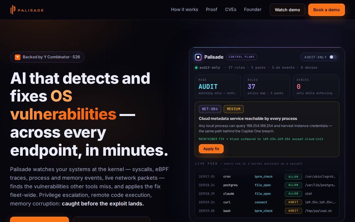 Palisade website preview