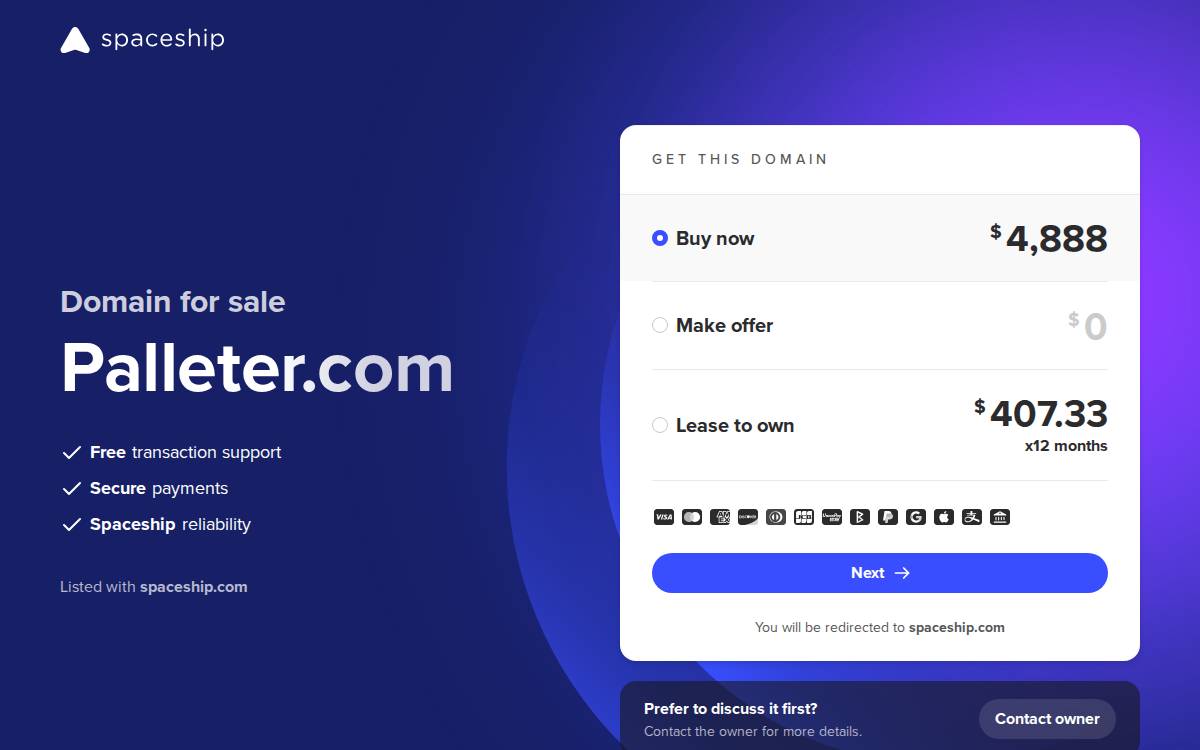 Palleter website preview