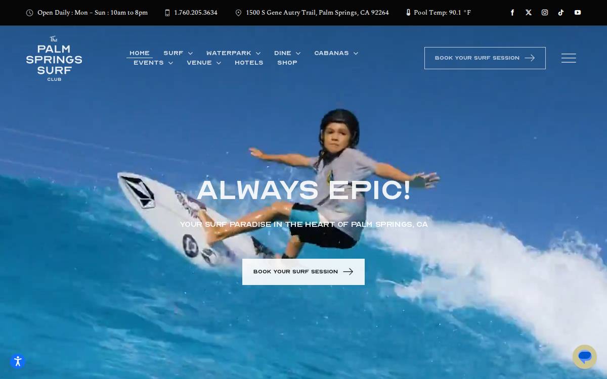 Palmspringssurfclub website preview