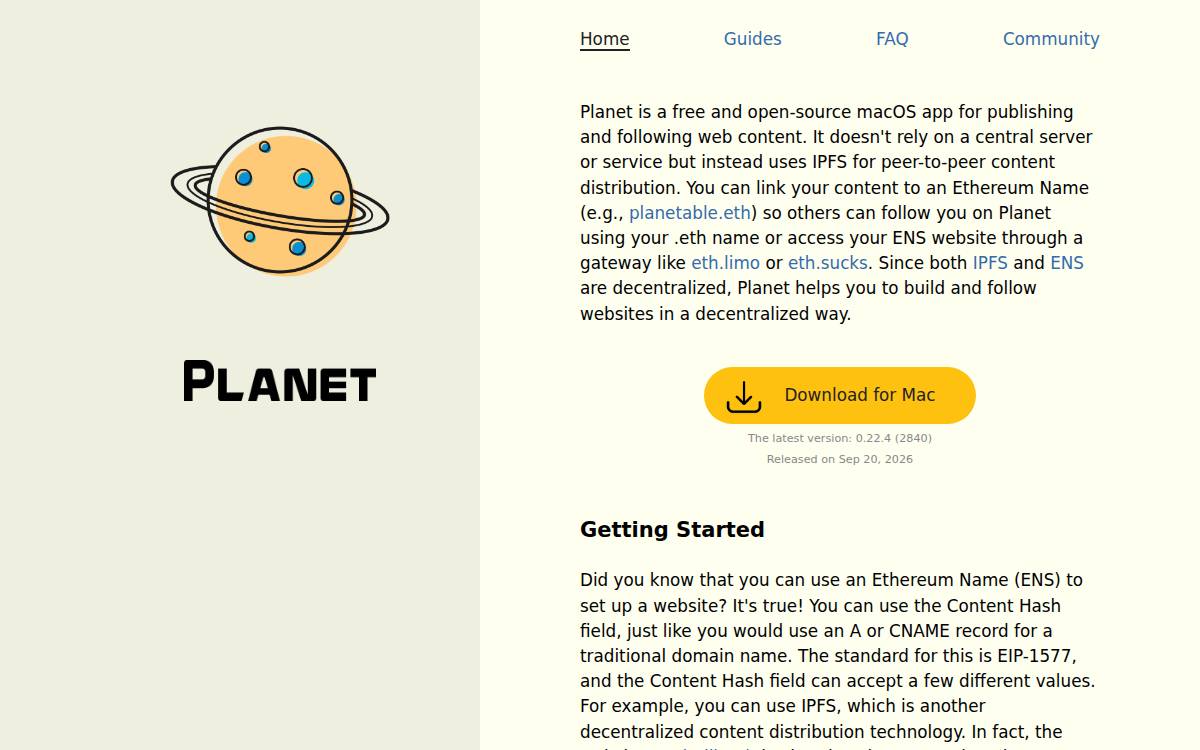 Palnet website preview