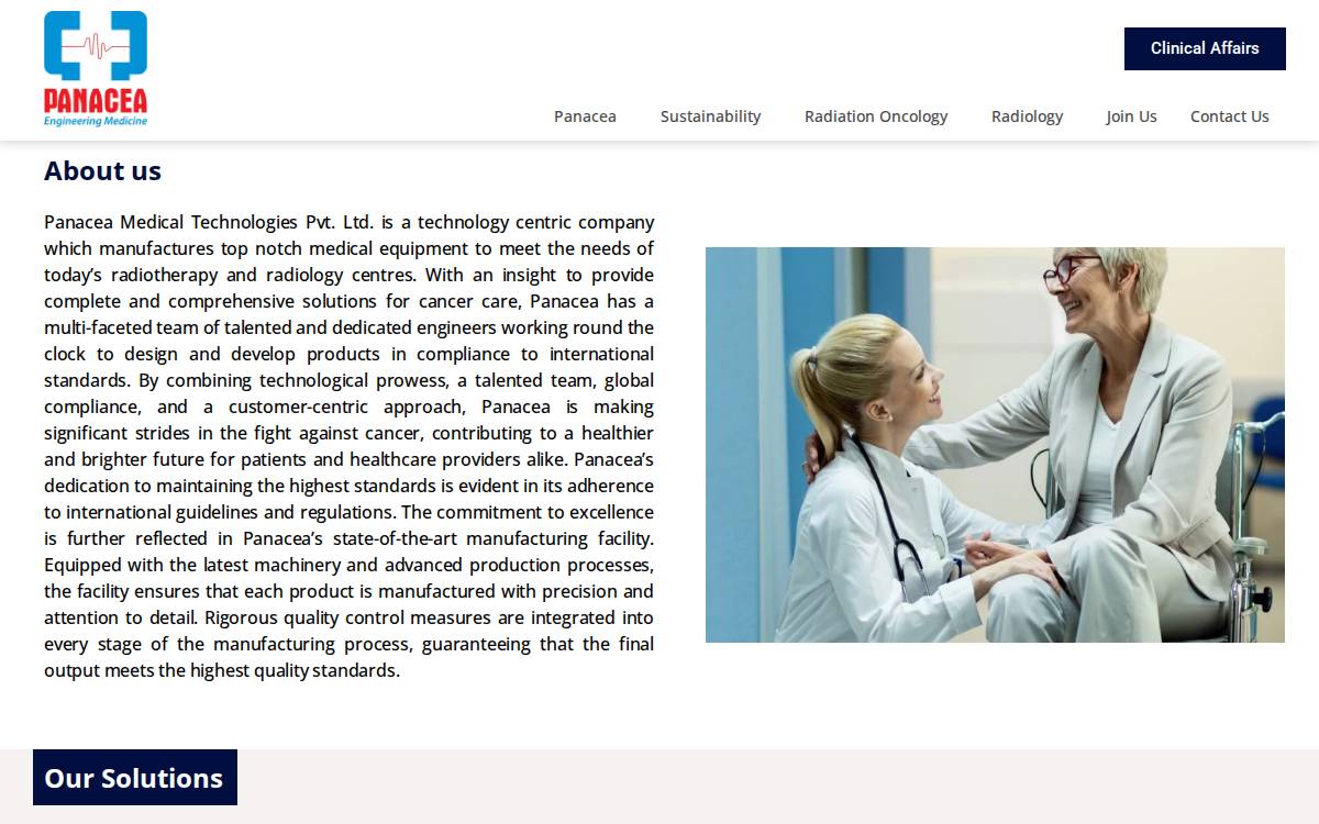 Panacea Medical Technologies website preview