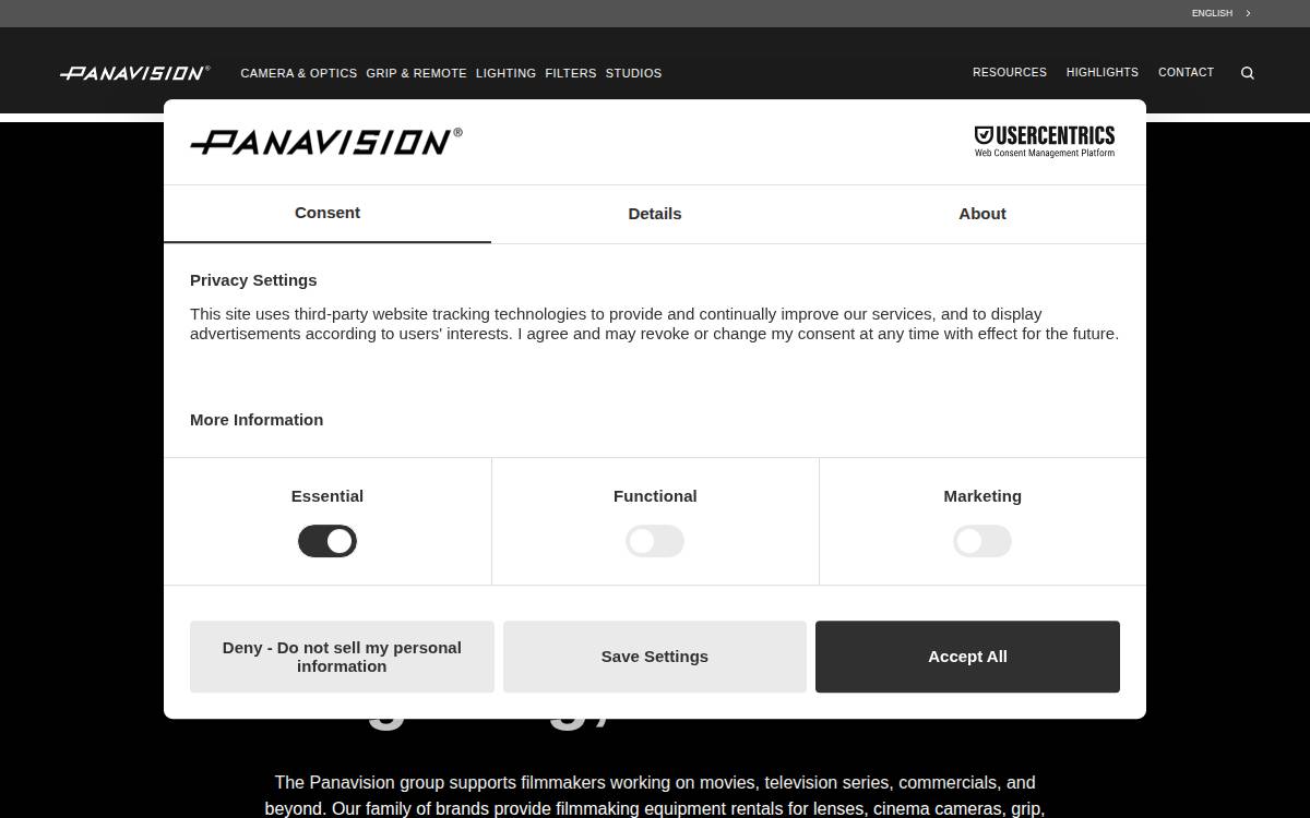 Panavision website preview