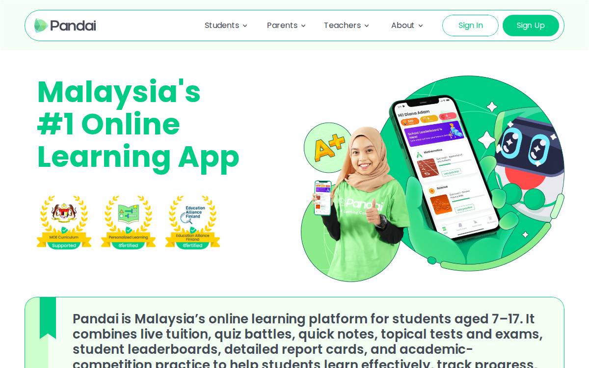Pandai website preview