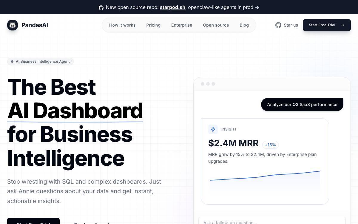Pandas AI website preview