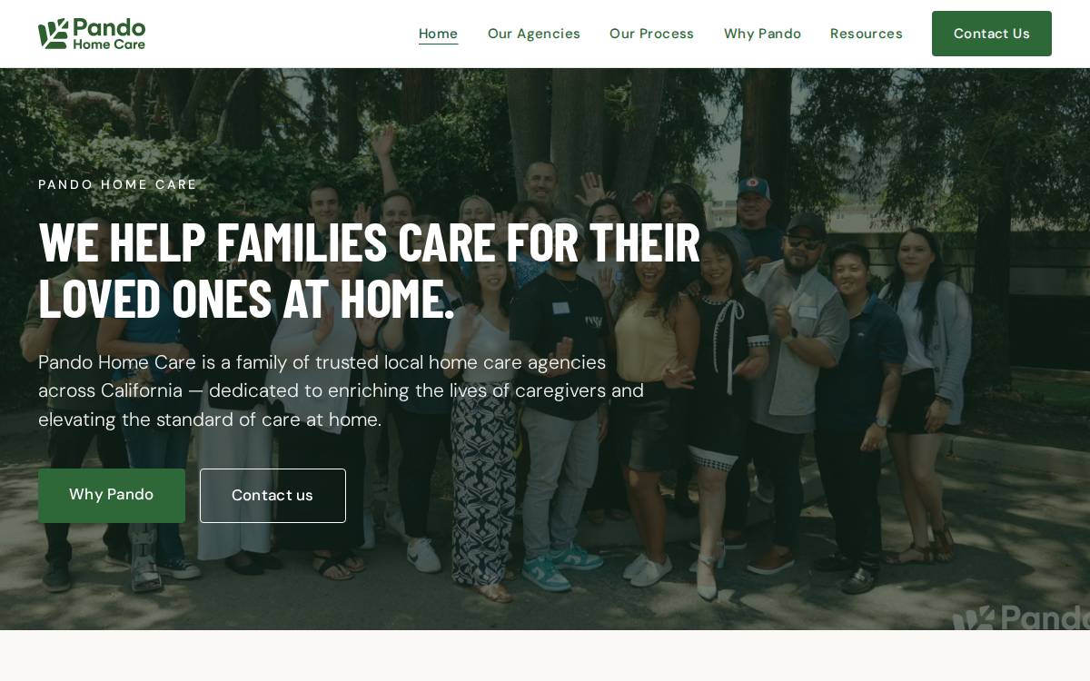 Pando Home Care website preview
