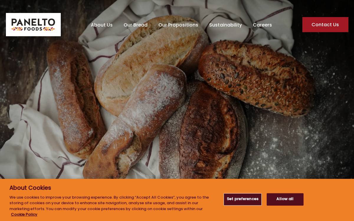 Panelto Foods website preview